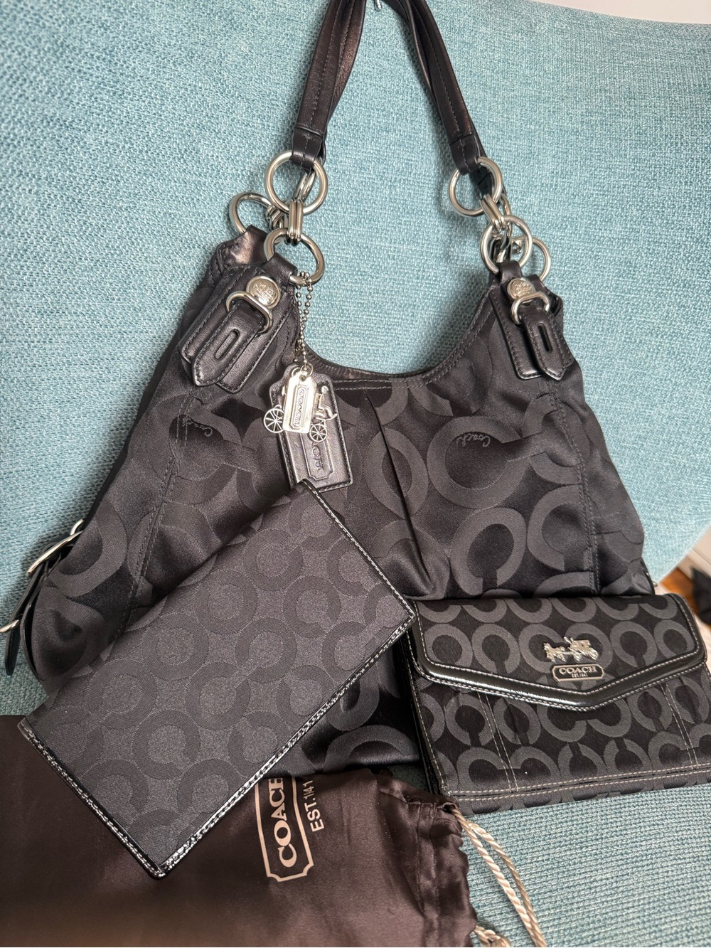 Coach Madison Maggie shoulder bag with matching wallet and check book cover set